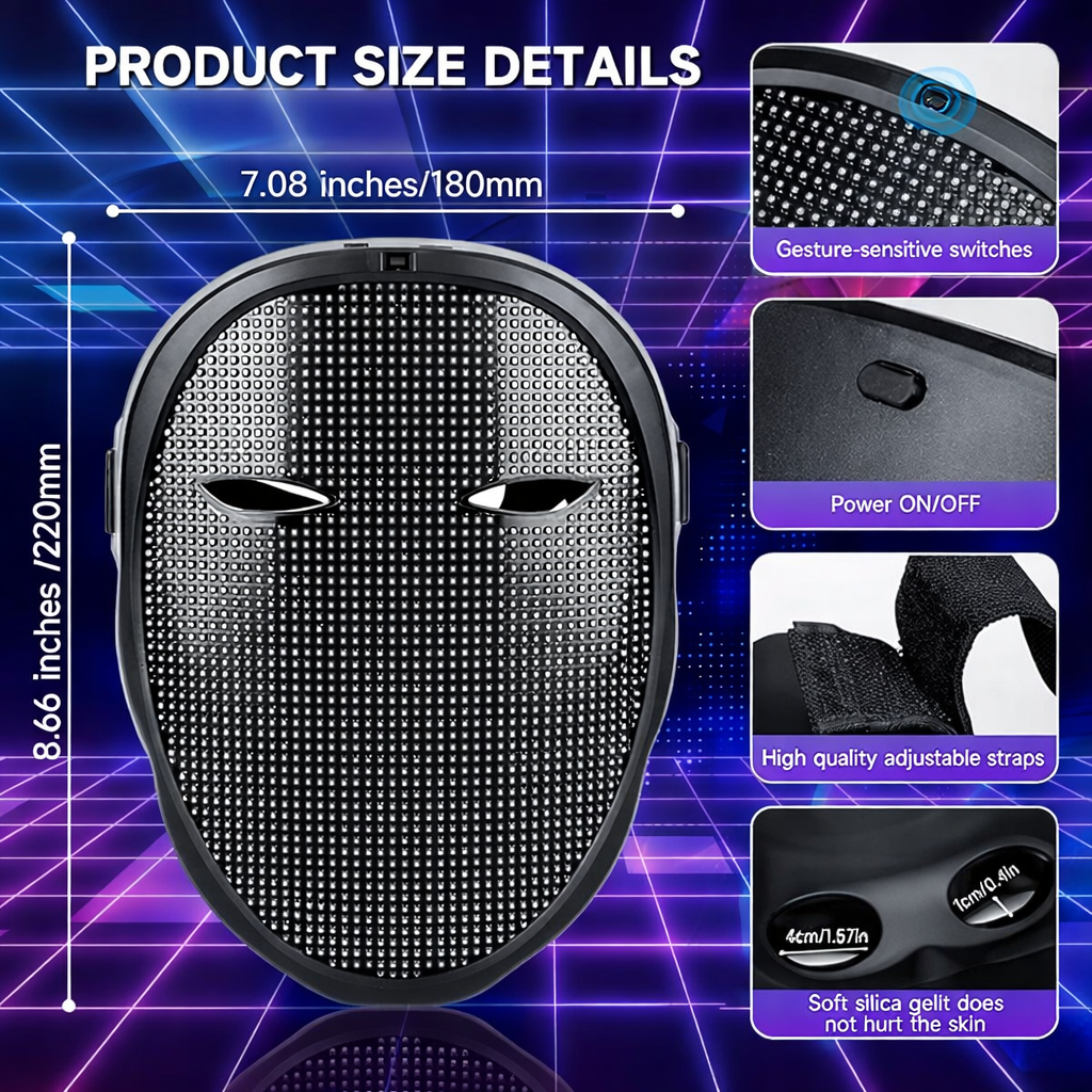 Full-Color LED Cosplay Mask