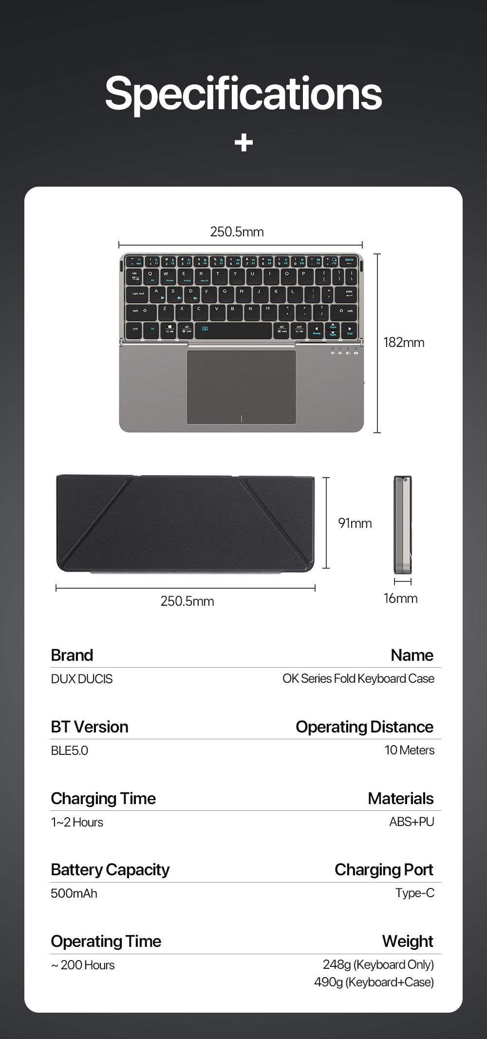 Flip-Style Foldable Wireless Keyboard
